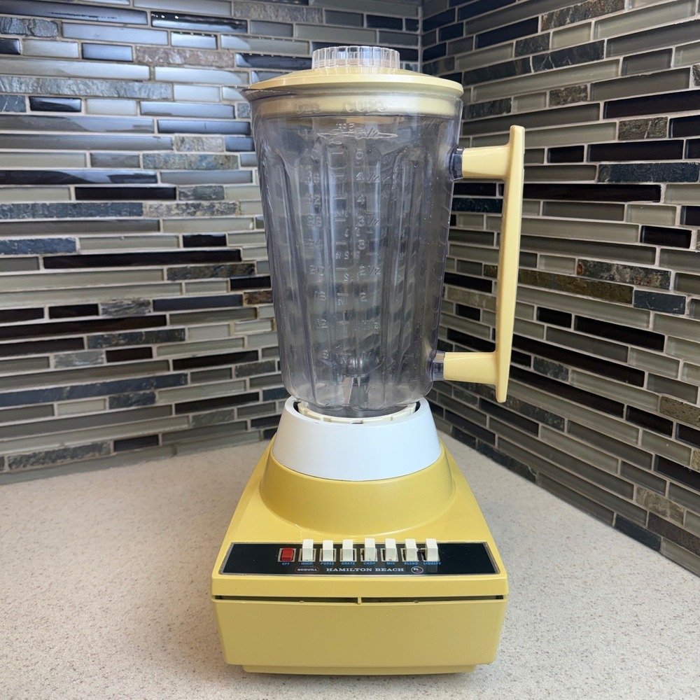 VTG Hamilton Beach Scovill 7 Speed Blender Harvest Yellow Retro Kitchen WORKS